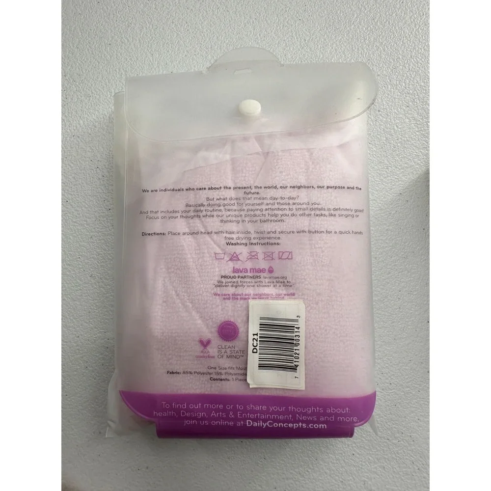 Daily Concepts Vegan Daily‎ Konjac Sponge Your Hair Wrap Towel Gift Set Spa
